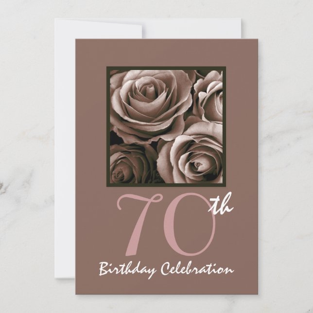 70th Birthday Party CHOCOLATE Roses W1114 Invitation (Front)