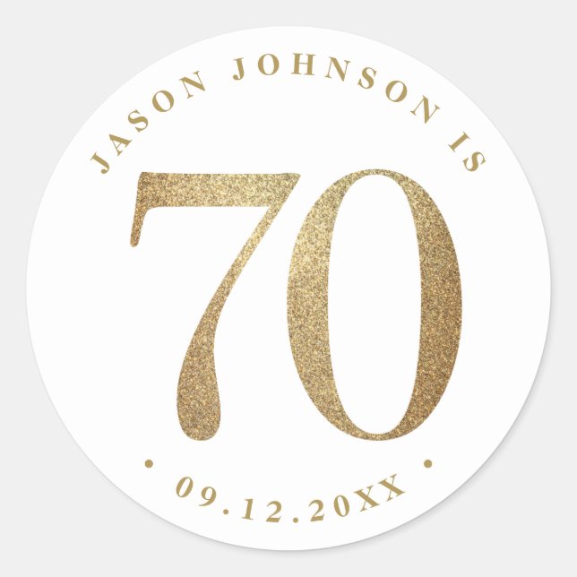 70th Birthday Party Classic Round Sticker (Front)
