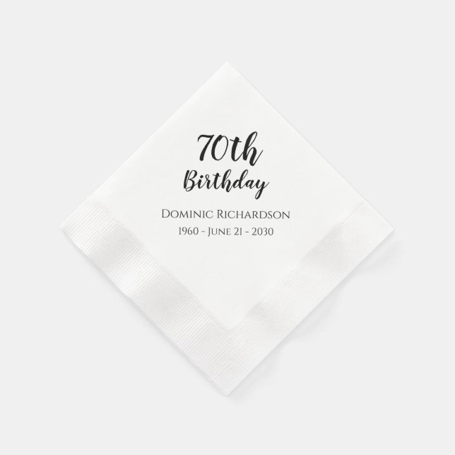 70th Birthday Party Cocktail Napkins Custom (Corner)