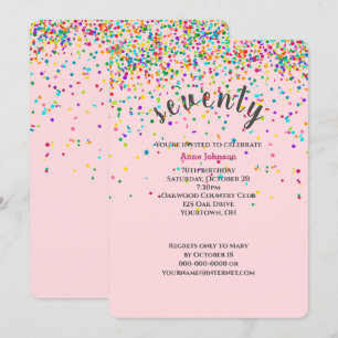 70th Birthday Party confetti Invitation