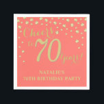 70th Birthday Party Coral and Gold Diamond Napkin<br><div class="desc">70th Birthday Party Invitation with Coral and Gold Glitter Diamond Background. Gold Confetti. Adult Birthday. Man or Woman Birthday. For further customization,  please click the "Customize it" button and use our design tool to modify this template.</div>