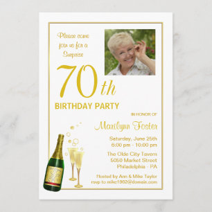 70th Birthday Party - Customized Photo Invitations