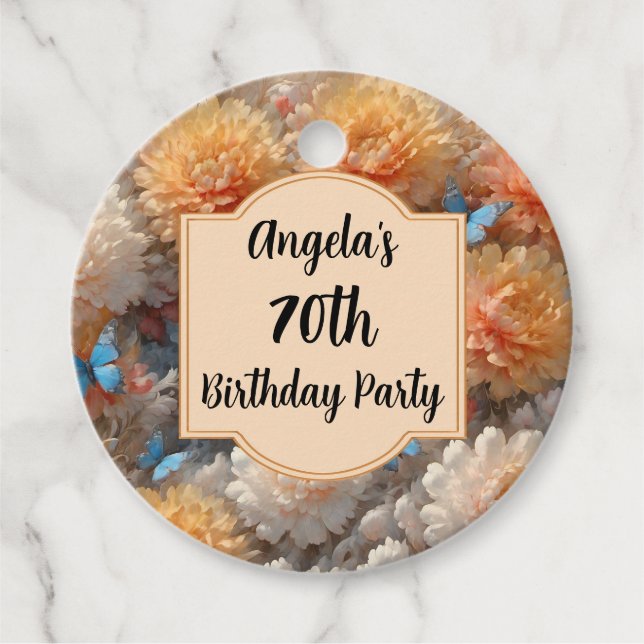 70th Birthday Party Favour Tags (Front)