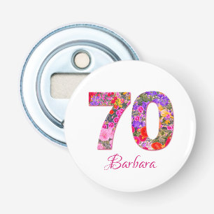 70th birthday party floral colourful bottle opener