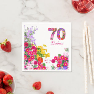 70th birthday party floral flower bouquet napkins