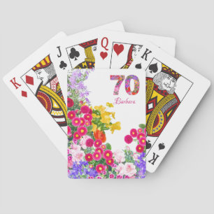 70th birthday party flower bouquet playing cards