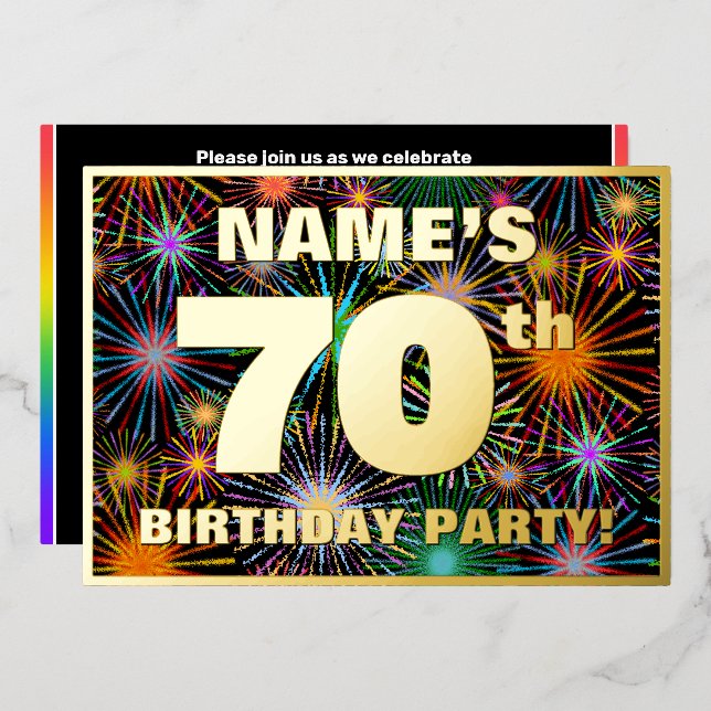 70th Birthday Party — Fun, Colourful Fireworks Loo (Front/Back)