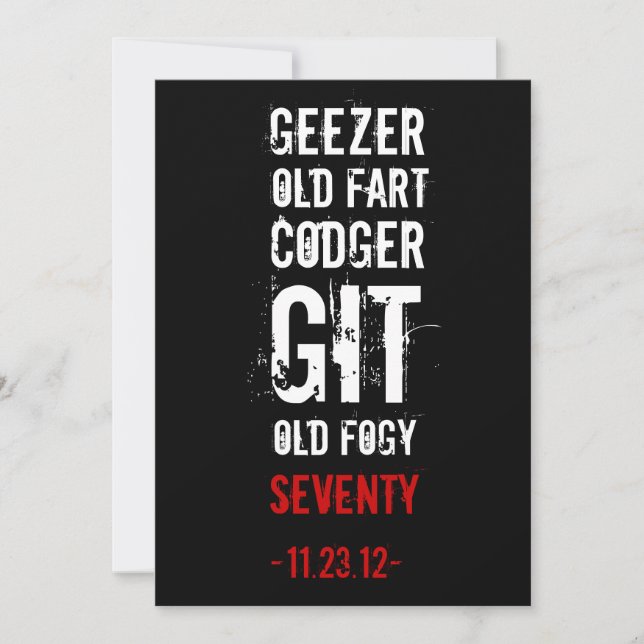 70th Birthday Party Geezer Invitation (Front)