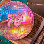 70th Birthday Party Gold Pink Glitter Disco Ball Paper Plate<br><div class="desc">Do you love the 80s dancing disco ball? The 70s disco ball? Look at our 70th Birthday Party Gold Pink Glitter Disco Ball Paper Plates! Celebrate in style with our vibrant birthday disco ball paper plates featuring a colourful gold mirror disco ball and dazzling typography with a digital glitter and...</div>