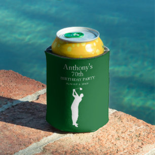 70th Birthday Party Golfer Elegant Par Seventieth Can Cooler