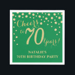 70th Birthday Party Green and Gold Diamond Napkins<br><div class="desc">70th Birthday Party Invitation with Green and Gold Glitter Diamond Background. Gold Confetti. Adult Birthday. Man or Woman Birthday. For further customization,  please click the "Customize it" button and use our design tool to modify this template.</div>