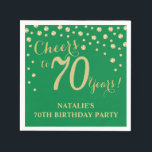 70th Birthday Party Green and Gold Diamond Napkins<br><div class="desc">70th Birthday Party Invitation with Green and Gold Glitter Diamond Background. Gold Confetti. Adult Birthday. Man or Woman Birthday. For further customization,  please click the "Customize it" button and use our design tool to modify this template.</div>