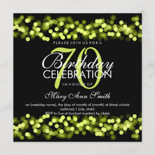 70th Birthday Party Green Hollywood Glam Invitation