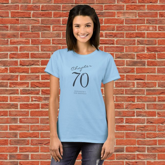 70th Birthday Party Grey Script Blue T-Shirt (Creator Uploaded)