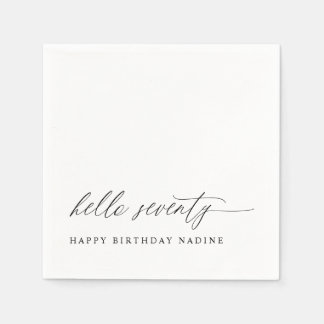 70th Birthday Party Hello 70 Modern Milestone Napkin