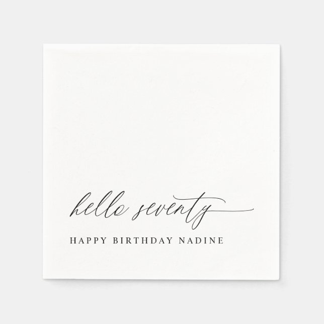 70th Birthday Party Hello 70 Modern Milestone Napkin (Front)