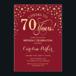 70th Birthday Party Invitation - Gold Red<br><div class="desc">70th Birthday Party Invitation.
Elegant design with faux glitter gold and dark red. Cheers to 70 Years! Message me if you need further customization.</div>