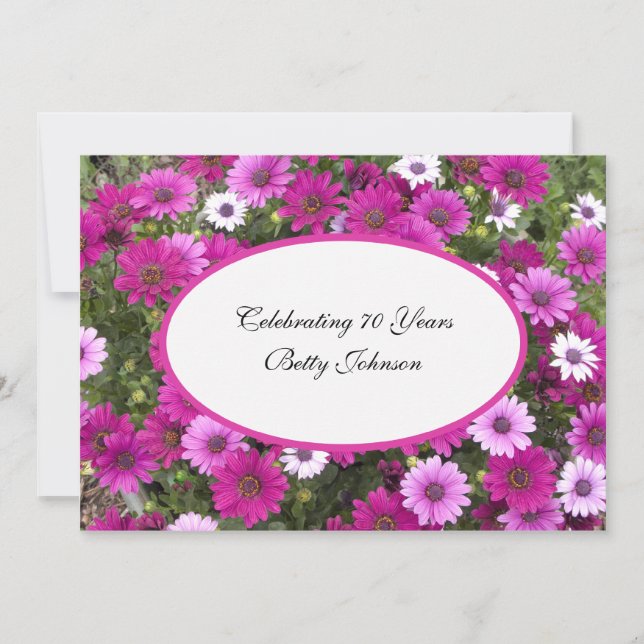 70th Birthday Party Invitation Gorgeous Floral (Front)