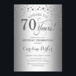 70th Birthday Party Invitation - Silver<br><div class="desc">70th Birthday Party Invitation.
Elegant design with faux glitter silver. Cheers to 70 Years! Message me if you need further customization.</div>