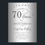 70th Birthday Party Invitation - Silver<br><div class="desc">70th Birthday Party Invitation.
Elegant design with faux glitter silver. Cheers to 70 Years! Message me if you need further customization.</div>
