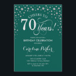 70th Birthday Party Invitation - Silver Green<br><div class="desc">70th Birthday Party Invitation.
Elegant design with faux glitter silver and green. Cheers to 70 Years! Message me if you need further customization.</div>