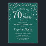 70th Birthday Party Invitation - Silver Green<br><div class="desc">70th Birthday Party Invitation.
Elegant design with faux glitter silver and green. Cheers to 70 Years! Message me if you need further customization.</div>
