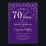 70th Birthday Party Invitation - Silver Purple<br><div class="desc">70th Birthday Party Invitation.
Elegant design with faux glitter silver and purple. Cheers to 70 Years! Message me if you need further customization.</div>