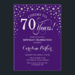 70th Birthday Party Invitation - Silver Purple<br><div class="desc">70th Birthday Party Invitation.
Elegant design with faux glitter silver and purple. Cheers to 70 Years! Message me if you need further customization.</div>