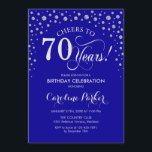 70th Birthday Party Invitation - Silver Royal Blue<br><div class="desc">70th Birthday Party Invitation.
Elegant design with faux glitter silver and royal blue. Cheers to 70 Years! Message me if you need further customization.</div>