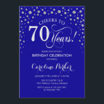 70th Birthday Party Invitation - Silver Royal Blue<br><div class="desc">70th Birthday Party Invitation.
Elegant design with faux glitter silver and royal blue. Cheers to 70 Years! Message me if you need further customization.</div>