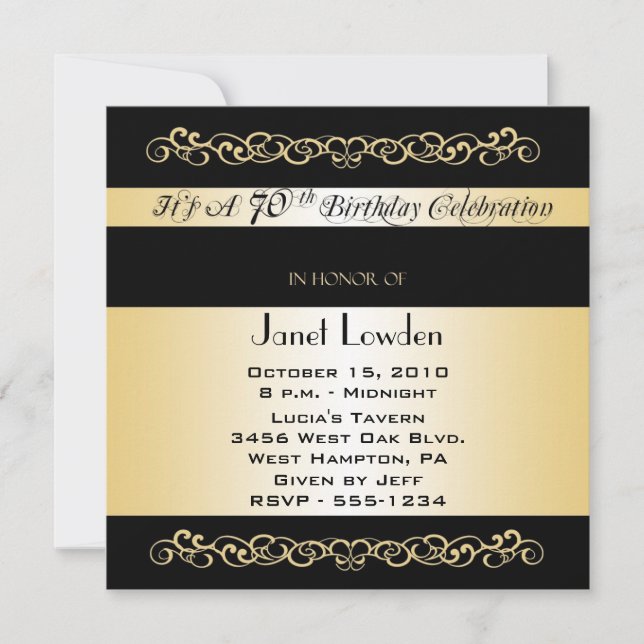 70th Birthday Party Invitations (Front)