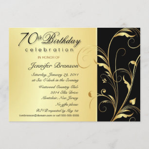 70th Birthday Party Invitations with Monogram