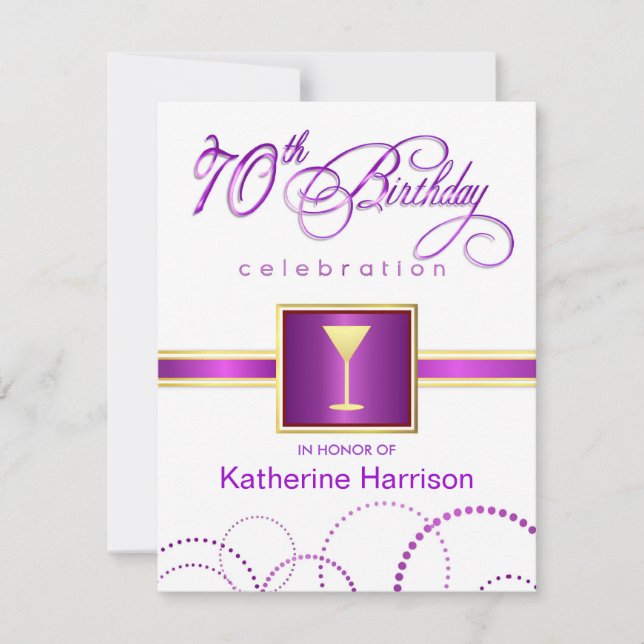 70th Birthday Party Invitations - with Monogram (Front)