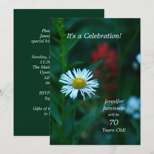 70th Birthday Party Invites White Daisy Flower