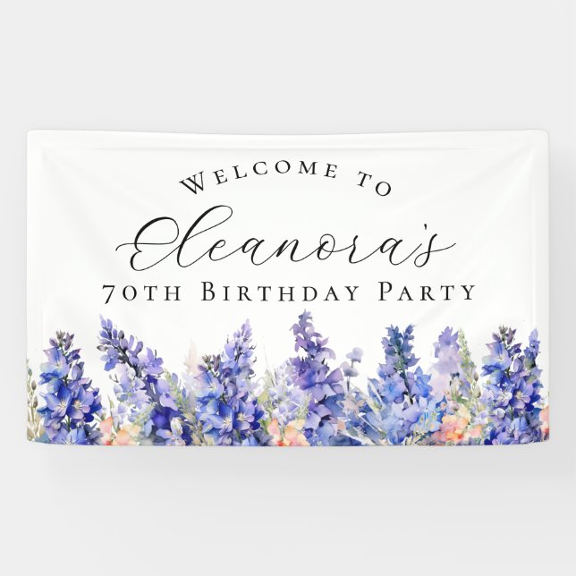 70th Birthday Party July Birth Flower Welcome Banner (Horizontal)