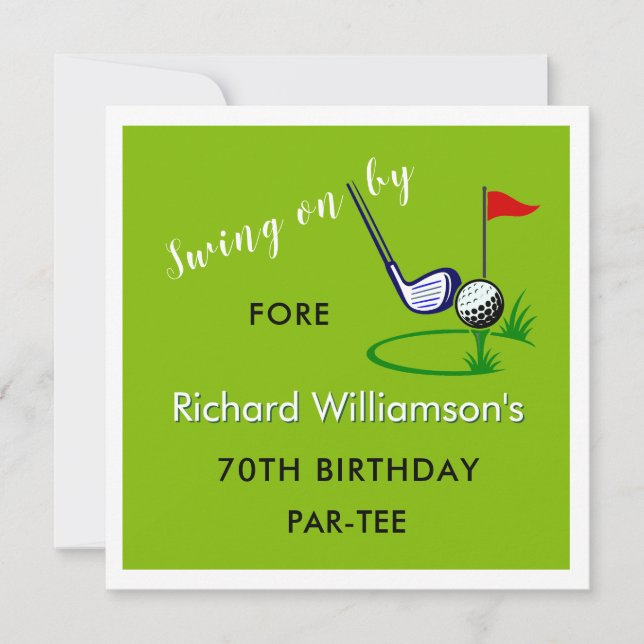 70th Birthday Party Men's Golf Theme Invitation (Front)