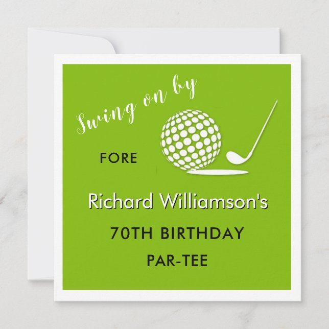 70th Birthday Party Men's Golf Theme Invitation (Front)