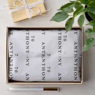 70th Birthday Party Name Black Modern Pattern Tissue Paper