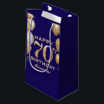 70th Birthday Party Navy Blue and Gold Balloons Small Gift Bag<br><div class="desc">70th Birthday Party Navy Blue and Gold Balloons and Confetti Gift Bag. For further customization,  please click the "Customize it" button and use our design tool to modify this template.</div>