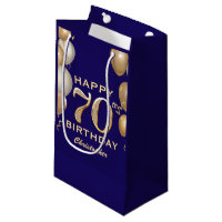 70th Birthday Party Navy Blue and Gold Balloons