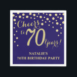 70th Birthday Party Navy Blue and Gold Diamond Napkin<br><div class="desc">70th Birthday Party Invitation with Navy Blue and Gold Glitter Diamond Background. Gold Confetti. Adult Birthday. Man or Woman Birthday. For further customization,  please click the "Customize it" button and use our design tool to modify this template.</div>