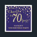 70th Birthday Party Navy Blue and Gold Diamond Napkin<br><div class="desc">70th Birthday Party Invitation with Navy Blue and Gold Glitter Diamond Background. Gold Confetti. Adult Birthday. Man or Woman Birthday. For further customization,  please click the "Customize it" button and use our design tool to modify this template.</div>