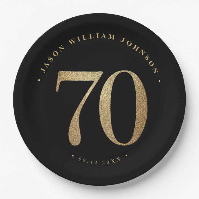 70th Birthday Party Paper Plate (Front)