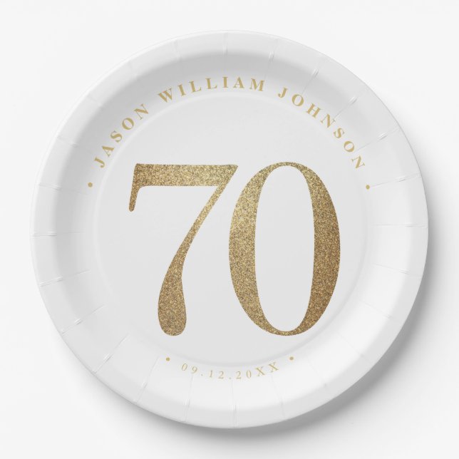 70th Birthday Party Paper Plate (Front)