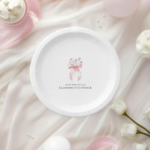 70th Birthday Party Paper Plates Bow Wildflower