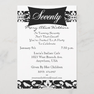 70th Birthday Party Personalized Invitation