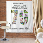70th Birthday Party Photo Collage Backdrop Tapestry<br><div class="desc">Create your own photo collage tapestry for a 70th birthday party. These wall hangings make a great backdrop, welcome sign or photobooth. The template is set up for you to add your own photographs, which automatically form the number 70. You can also edit all of the wording. The sample wording...</div>