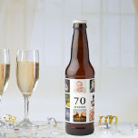 70th birthday party photo collage guy beer bottle label<br><div class="desc">A beer bottle label for a 70th birthday party for a guy,  celebrating his life with a collage of 8 of your own photos.  Templates for a name,  age 70 and a date.  Date of birth or the date of the party.  Black coloured letters.  White background.</div>