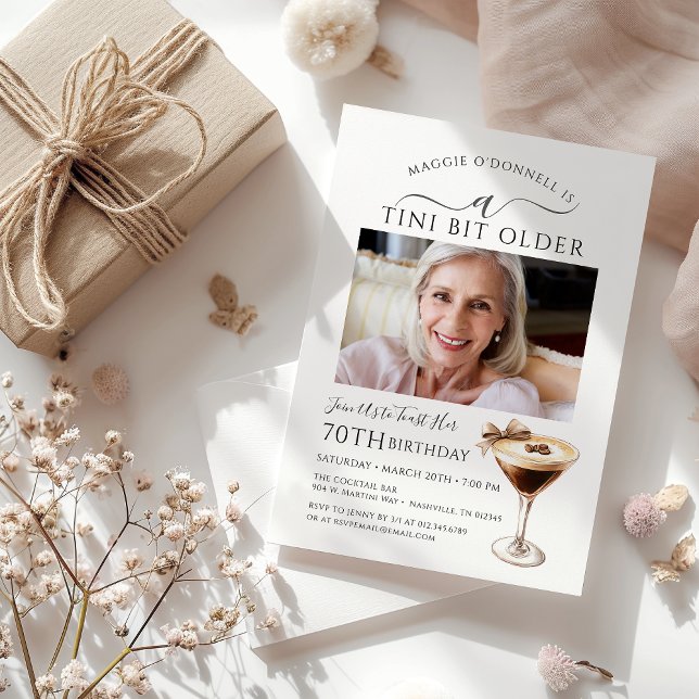 70th Birthday Party Photo  Espresso Martini Invitation (Creator Uploaded)