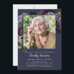 70th Birthday Party Photo Moody Purple Floral Invi Invitation<br><div class="desc">Moody and mysterious purple roses and peonies set the tone for this elegant 70th birthday party. The white text really pops! Formal but with a modern twist for the woman who has always had a sense of style and loves flowers. This item is part of the Moody Purple Flower collection....</div>